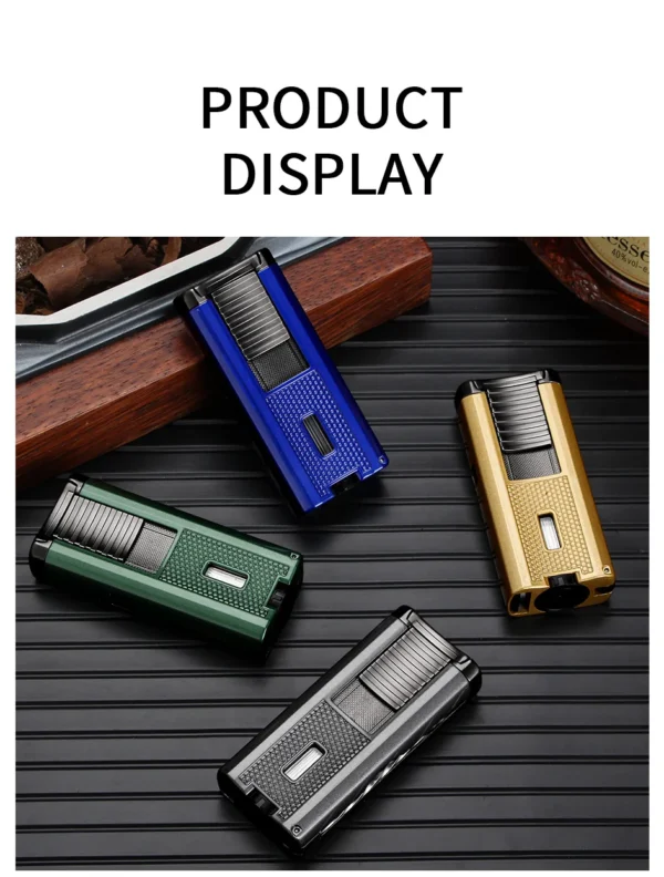 LUBINSKI Lighter Cigar Needles Dredge Picker Metal Butane Gas Torch 3 Blue Flame Cigar Lighters With Punch - Image 17