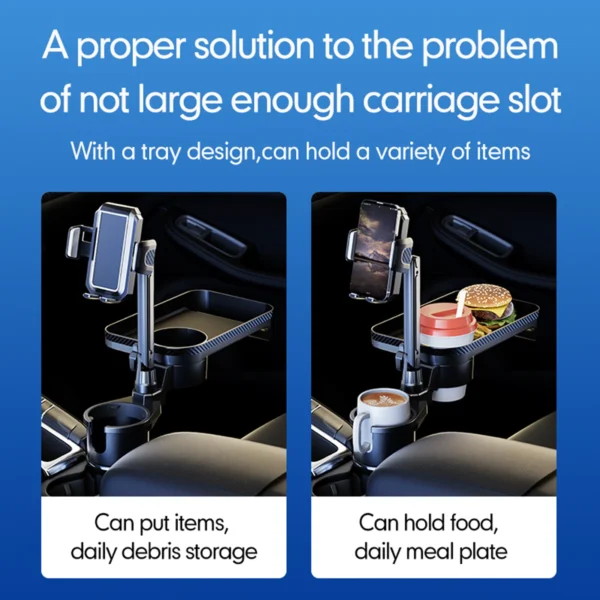 Car Cup Holder Multifunctional Cup Holder Expander with 360° Rotation Tray Mobile Phone Holder Adjustable Base Auto Front Back S - Image 8