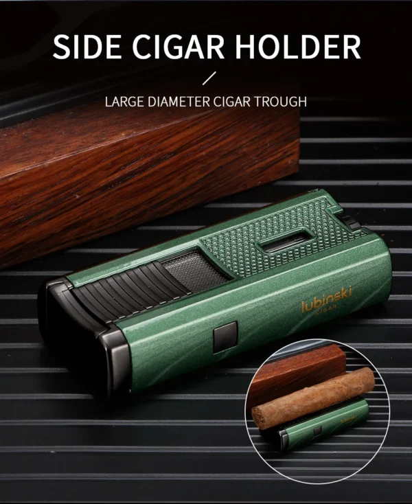 LUBINSKI Lighter Cigar Needles Dredge Picker Metal Butane Gas Torch 3 Blue Flame Cigar Lighters With Punch - Image 14