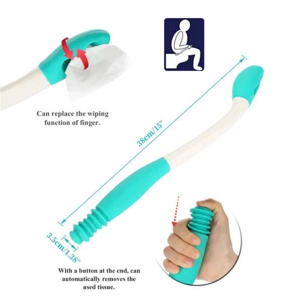Long Handle Reach Comfort Bottom Self Wiper Holder Toilet Paper Tissue Grip Self Wipe Aid Helper Bottom Wiper Long Handle Wiper - Image 13