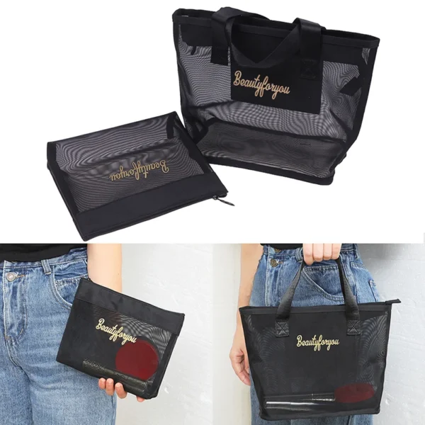 Black Travel Cosmetic Bag Women Zipper Makeup Case Organizer Storage Pouch Toiletry Beauty Bags - Image 6