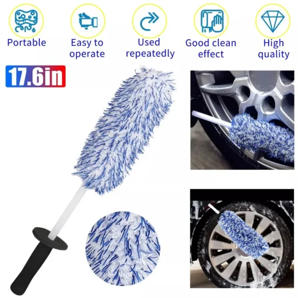 Car Wash Super Brush Microfiber Premium Wheels Brush NonSlip Soft Handle Easy To Cleaning Car Wheel Spokes Car Accessories - Image 2