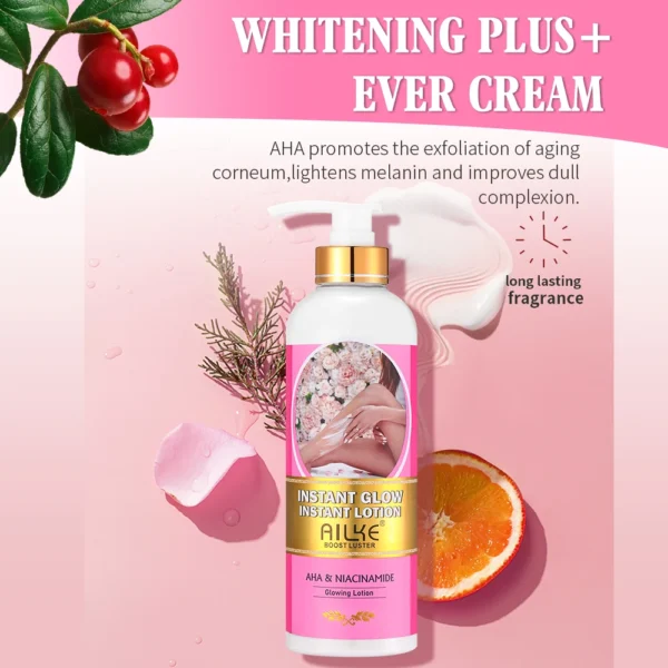 AILKE Private Label AHA Premium Rose Whitening Anti-Spots Cream Organic Body Serum Oil Lemon Soap Glowing Lotion Skin Care Set - Image 2