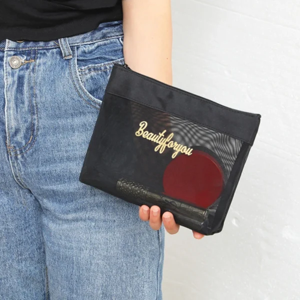 Black Travel Cosmetic Bag Women Zipper Makeup Case Organizer Storage Pouch Toiletry Beauty Bags - Image 12