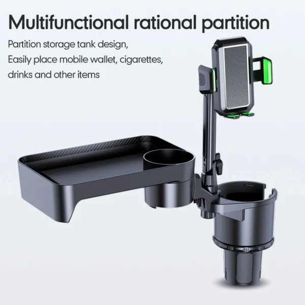 Car Cup Holder Multifunctional Cup Holder Expander with 360° Rotation Tray Mobile Phone Holder Adjustable Base Auto Front Back S - Image 4