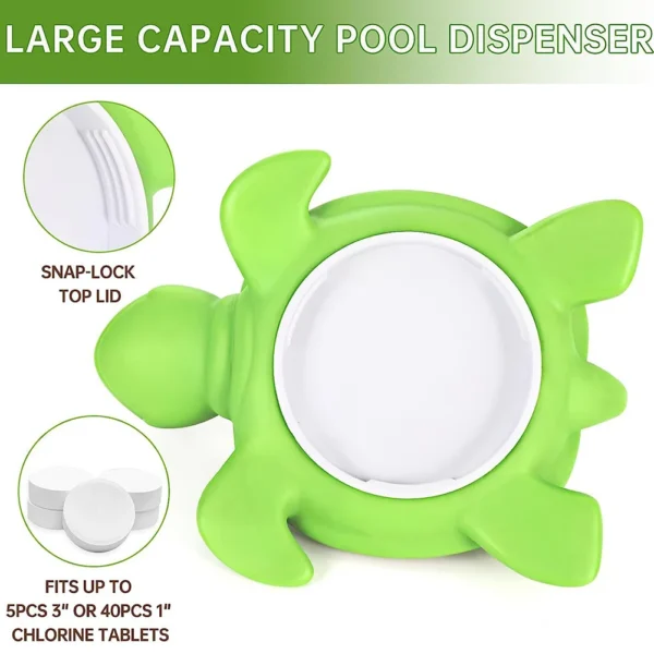 Pool Chlorine Floater Floating Chlorine Dispenser Turtle Shape Chlorine Tablet Floater Pool Chlorinator Floater for Pool Hot Tub - Image 4