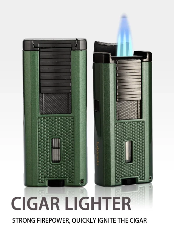 LUBINSKI Lighter Cigar Needles Dredge Picker Metal Butane Gas Torch 3 Blue Flame Cigar Lighters With Punch - Image 10