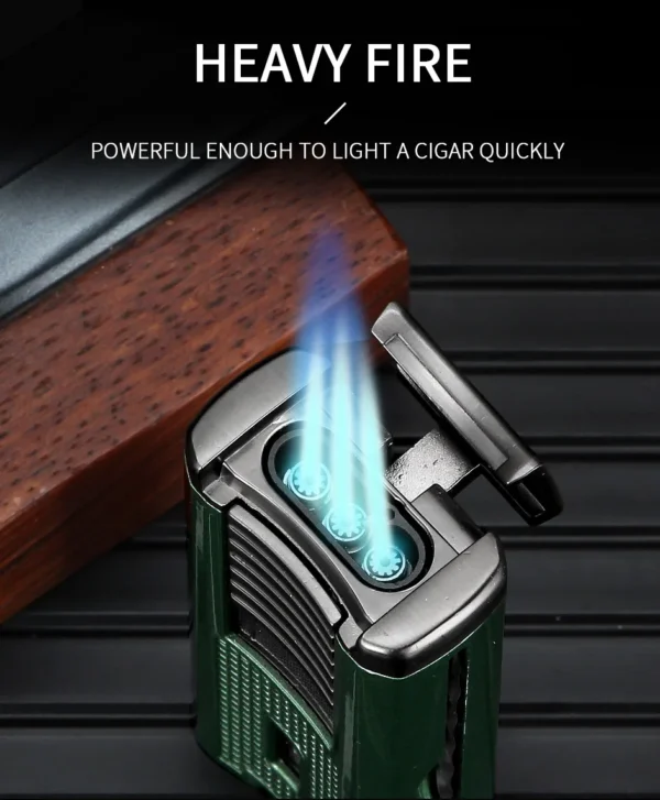 LUBINSKI Lighter Cigar Needles Dredge Picker Metal Butane Gas Torch 3 Blue Flame Cigar Lighters With Punch - Image 12