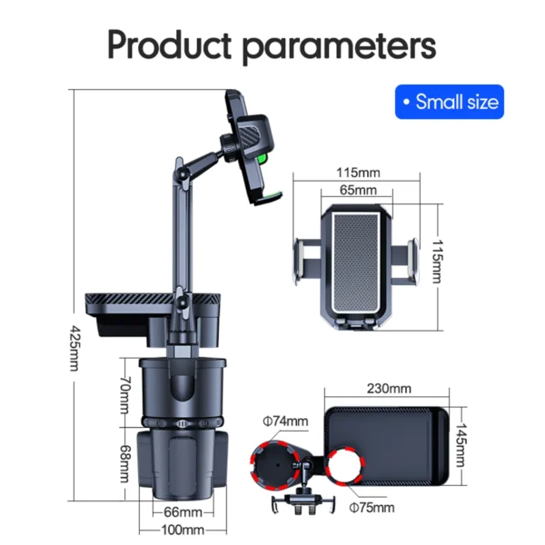 Car Cup Holder Multifunctional Cup Holder Expander with 360° Rotation Tray Mobile Phone Holder Adjustable Base Auto Front Back S - Image 6