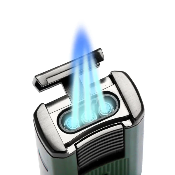 LUBINSKI Lighter Cigar Needles Dredge Picker Metal Butane Gas Torch 3 Blue Flame Cigar Lighters With Punch - Image 2