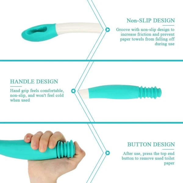 Long Handle Reach Comfort Bottom Self Wiper Holder Toilet Paper Tissue Grip Self Wipe Aid Helper Bottom Wiper Long Handle Wiper - Image 12