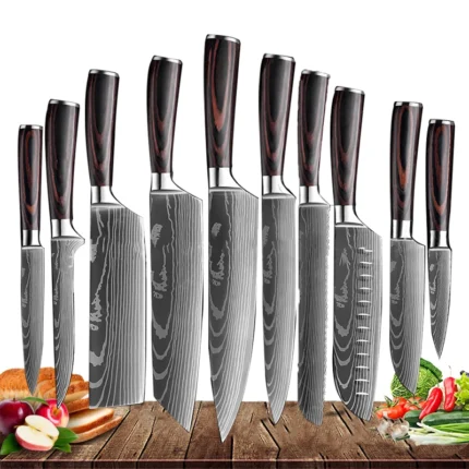 8"inch Japanese Kitchen knives Laser Damascus Pattern Chef Knife Sharp Santoku Cleaver Slicing Utility Knives Tool Dropshipping